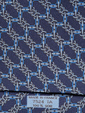 007524 Hermès tie blue equestrian pattern 7524 IA