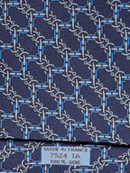 007524 Hermès tie blue equestrian pattern 7524 IA