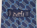 007524 Hermès tie blue equestrian pattern 7524 IA