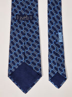007524 Hermès tie blue equestrian pattern 7524 IA