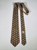 Hermès silk tie green sheep and H pattern Hermès 7528 IA tie green