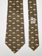 Hermès silk tie green sheep and H pattern Hermès 7528 IA tie green
