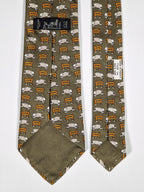 Hermès silk tie green sheep and H pattern Hermès 7528 IA tie green