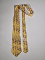 007528 Hermès tie yellow whimsical sheep 7528 IA