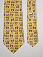 007528 Hermès tie yellow whimsical sheep 7528 IA