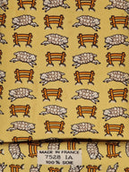 007528 Hermès tie yellow whimsical sheep 7528 IA