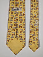 007528 Hermès tie yellow whimsical sheep 7528 IA
