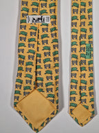 007528 Hermès tie yellow whimsical sheep pattern 7528 IA
