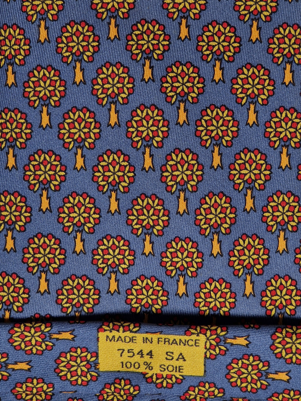 007544 Hermès tie blue trees pattern 7544 SA