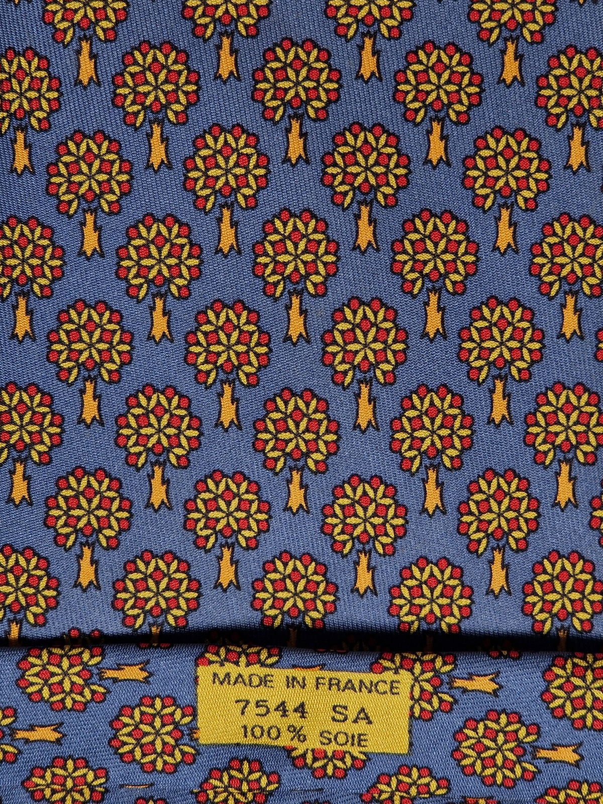 007544 Hermès tie blue trees pattern 7544 SA