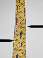 Hermès silk tie yellow scottish and sheep whimsical pattern 7549 SA