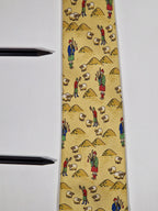 Hermès silk tie yellow scottish and sheep whimsical pattern 7549 SA