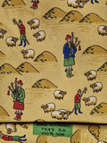 Hermès silk tie yellow scottish and sheep whimsical pattern 7549 SA