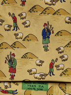 Hermès silk tie yellow scottish and sheep whimsical pattern 7549 SA