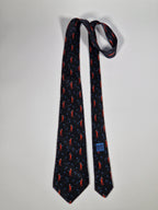 Hermès silk tie black saxophone player whimsical pattern 7551 SA