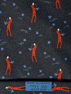 Hermès silk tie black saxophone player whimsical pattern 7551 SA