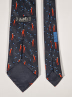 Hermès silk tie black saxophone player whimsical pattern 7551 SA
