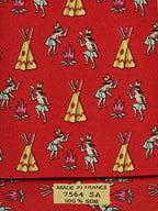 007564 Hermès tie red indians whimsical pattern 7564 SA