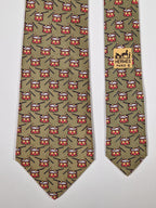 Hermès silk tie green drum pattern 7565 SA