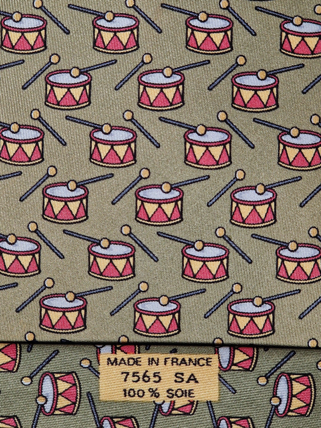 Hermès silk tie green drum pattern 7565 SA