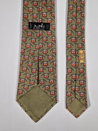 Hermès silk tie green drum pattern 7565 SA