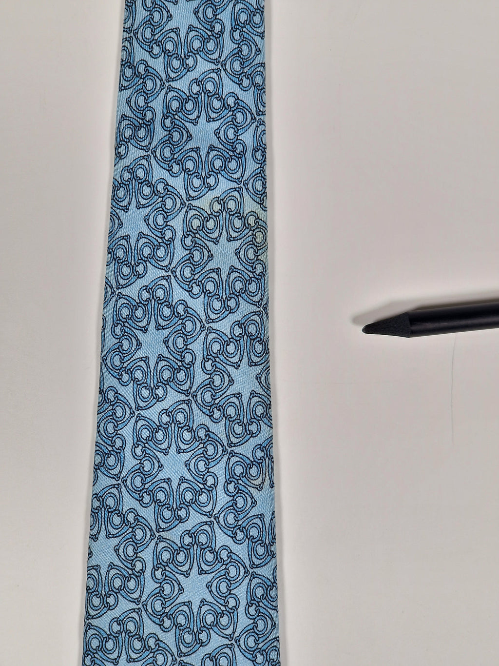 007570 Hermès tie blue equestrian pattern 7570 SA