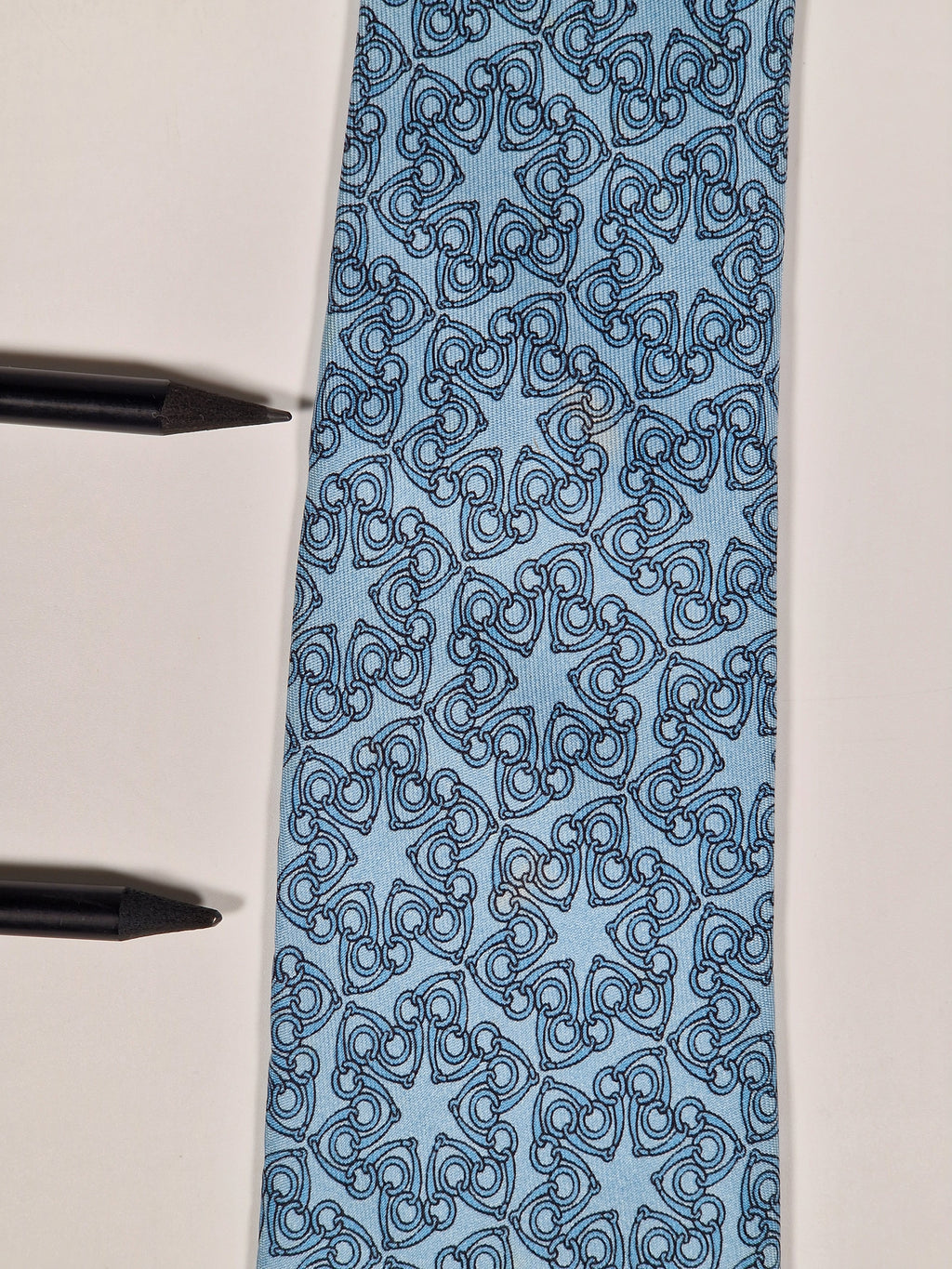 007570 Hermès tie blue equestrian pattern 7570 SA