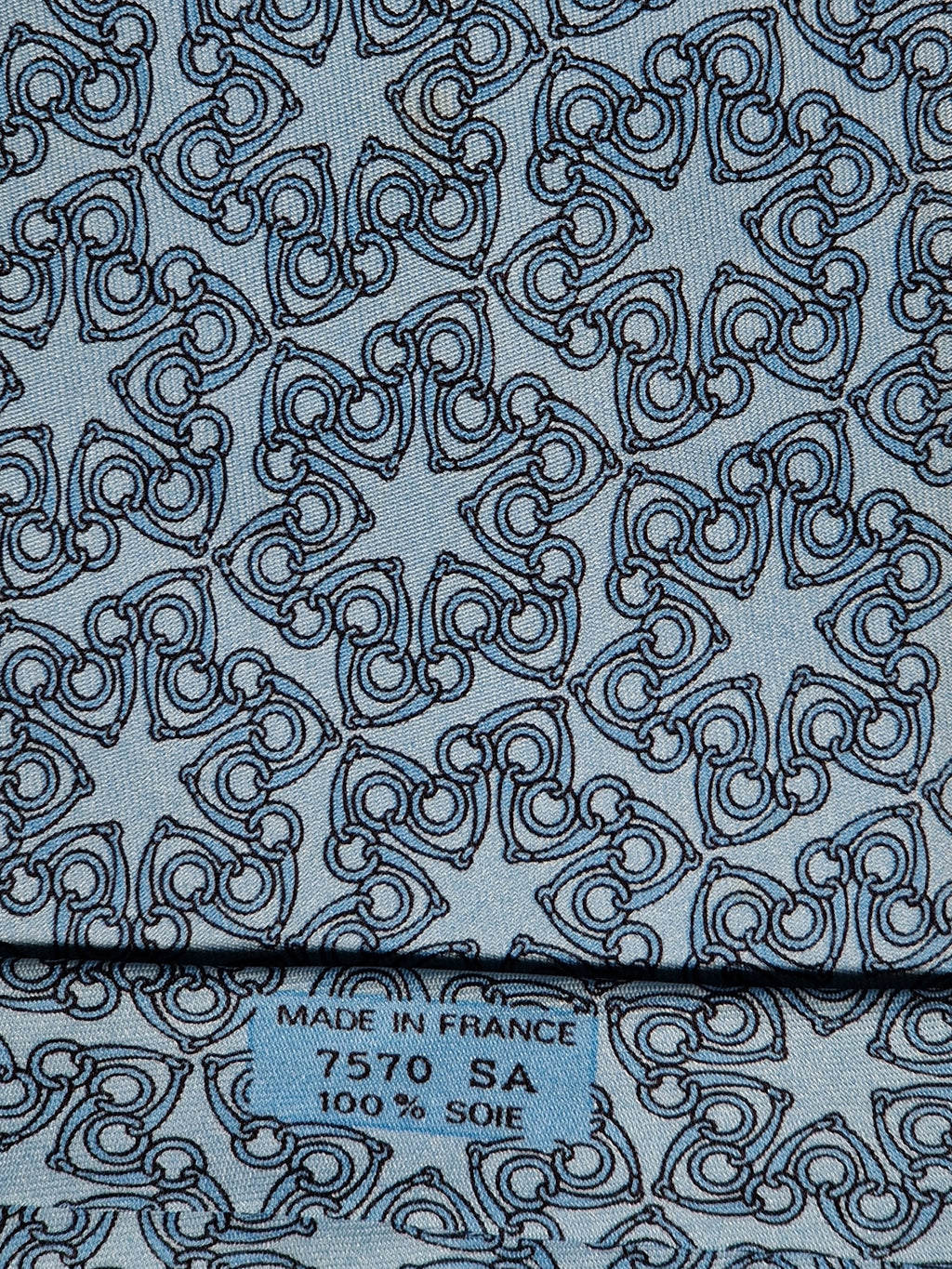 007570 Hermès tie blue equestrian pattern 7570 SA
