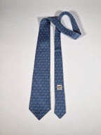 Hermès silk tie blue geometric pattern Hermès 7572 SA tie blue