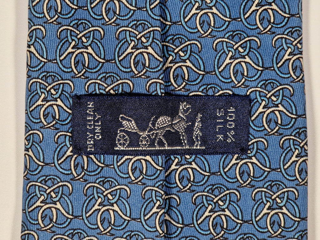 Hermès silk tie blue geometric pattern Hermès 7572 SA tie blue