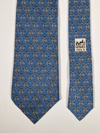 Hermès silk tie blue geometric pattern Hermès 7572 SA tie blue