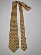Hermès silk tie yellow equeatrian pattern 7575 SA