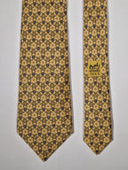 Hermès silk tie yellow equeatrian pattern 7575 SA