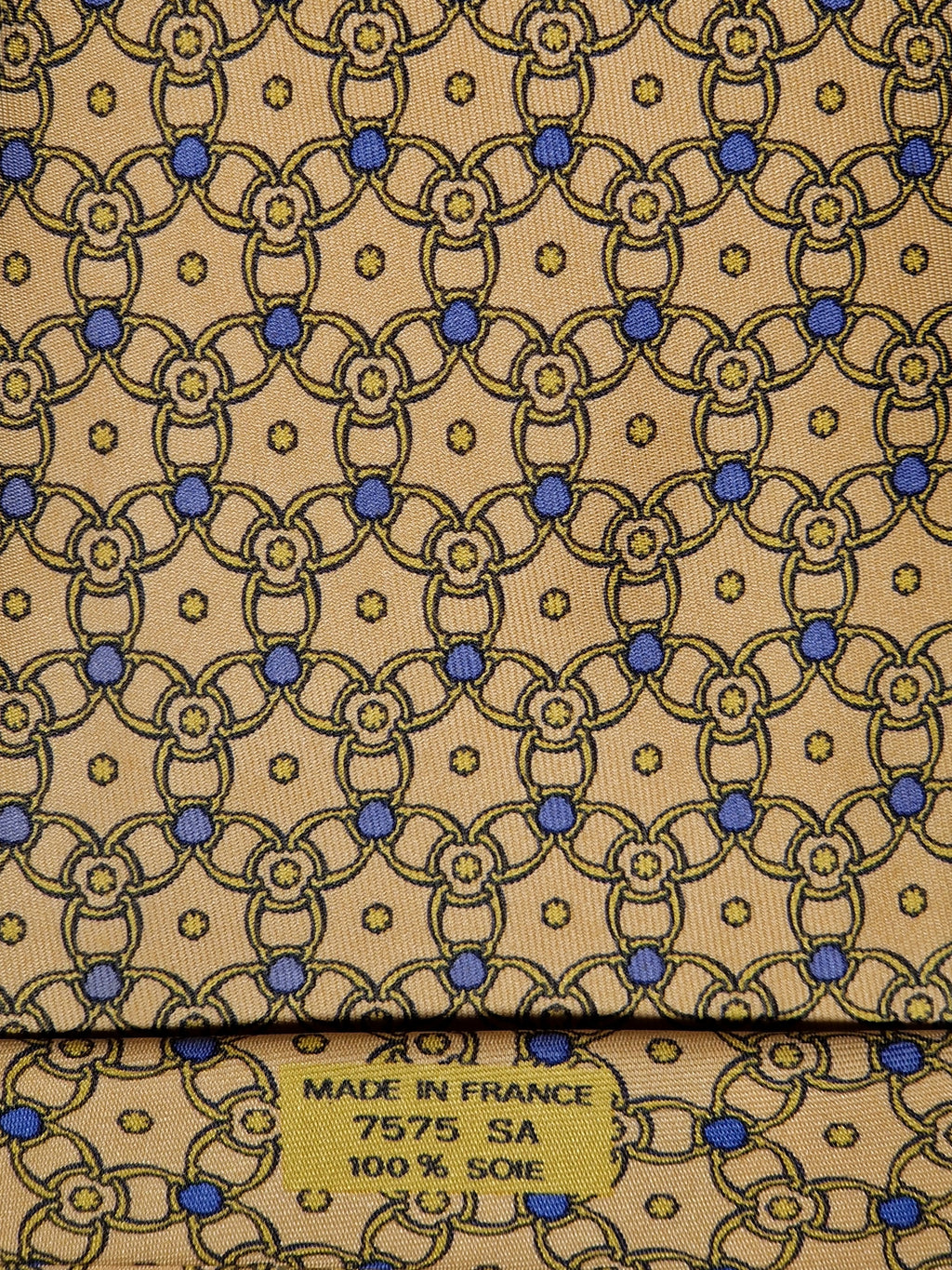 Hermès silk tie yellow equeatrian pattern 7575 SA