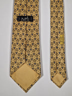 Hermès silk tie yellow equeatrian pattern 7575 SA