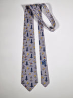 007577 Hermès tie grey etnical pattern Hermès 7577 SA tie grey