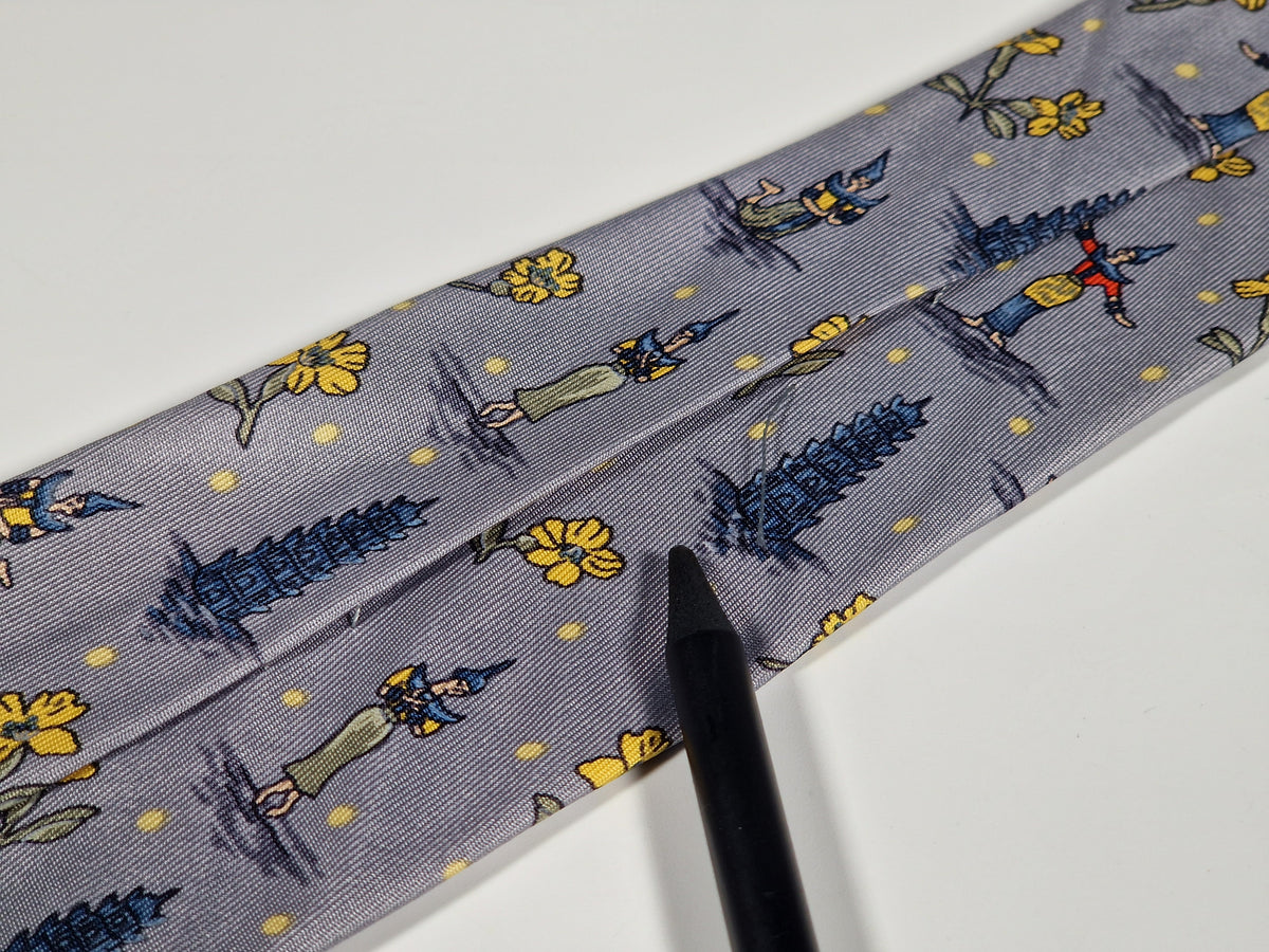 007577 Hermès tie grey etnical pattern Hermès 7577 SA tie grey