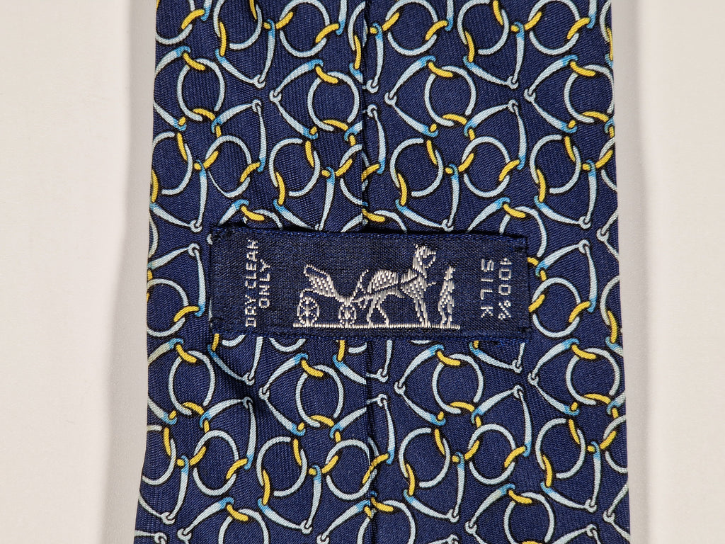 Hermès silk tie blue equestrian Hermès 7580 SA
