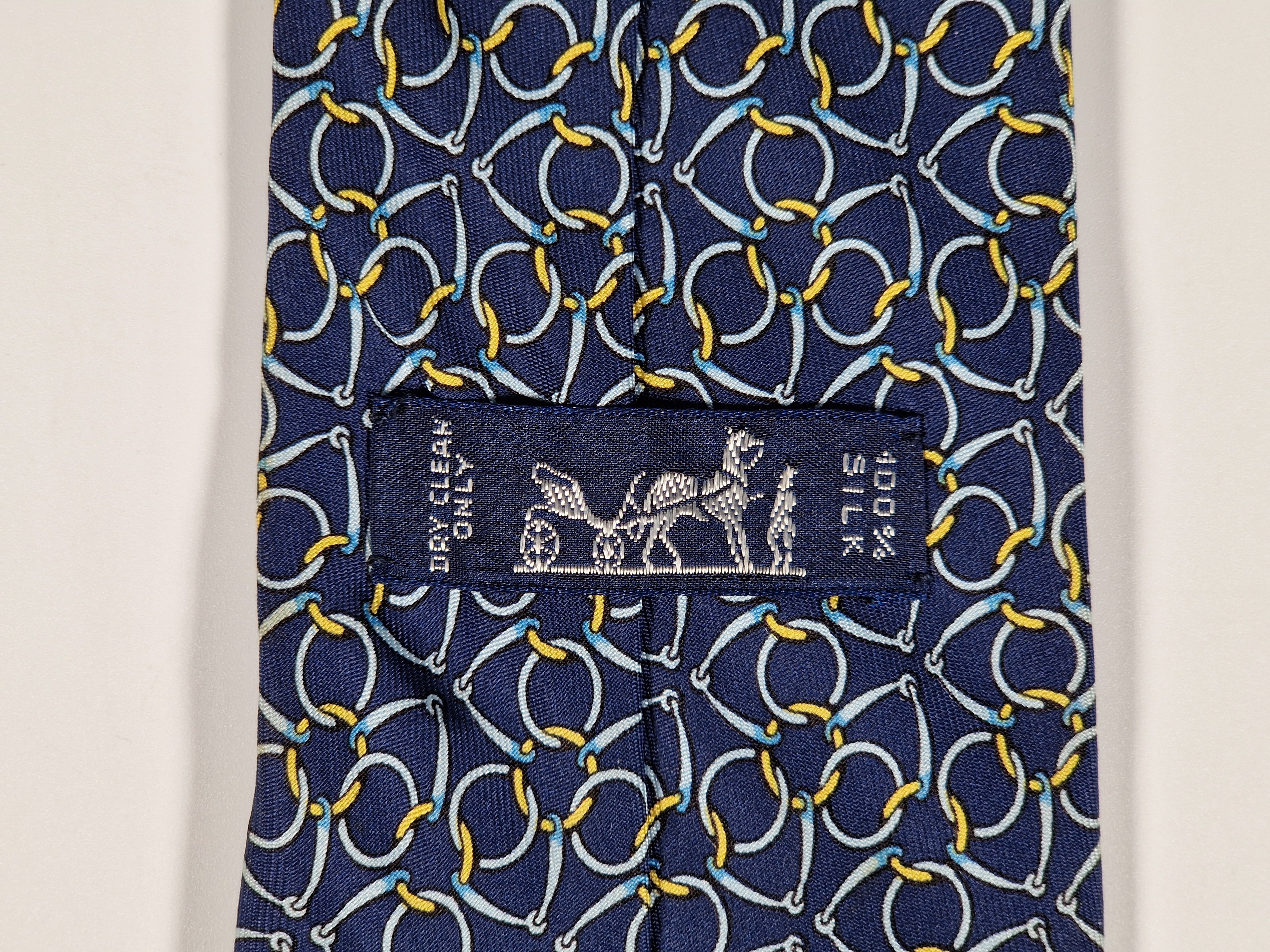 Hermès silk tie blue equestrian Hermès 7580 SA