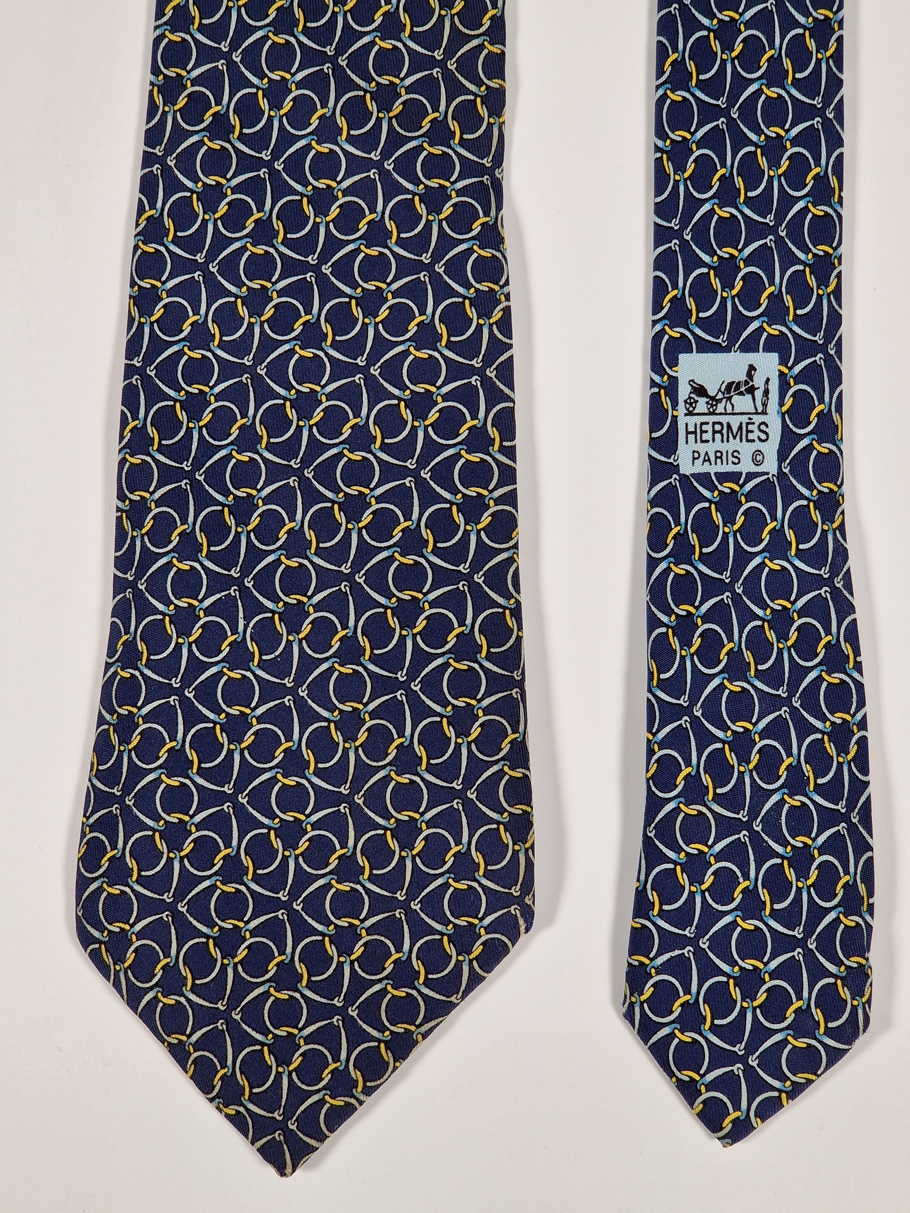 Hermès silk tie blue equestrian Hermès 7580 SA