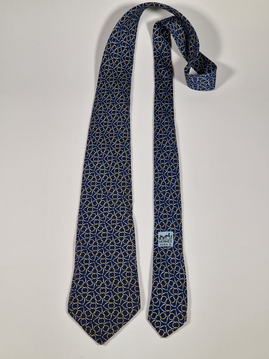 Hermès silk tie blue equestrian Hermès 7580 SA