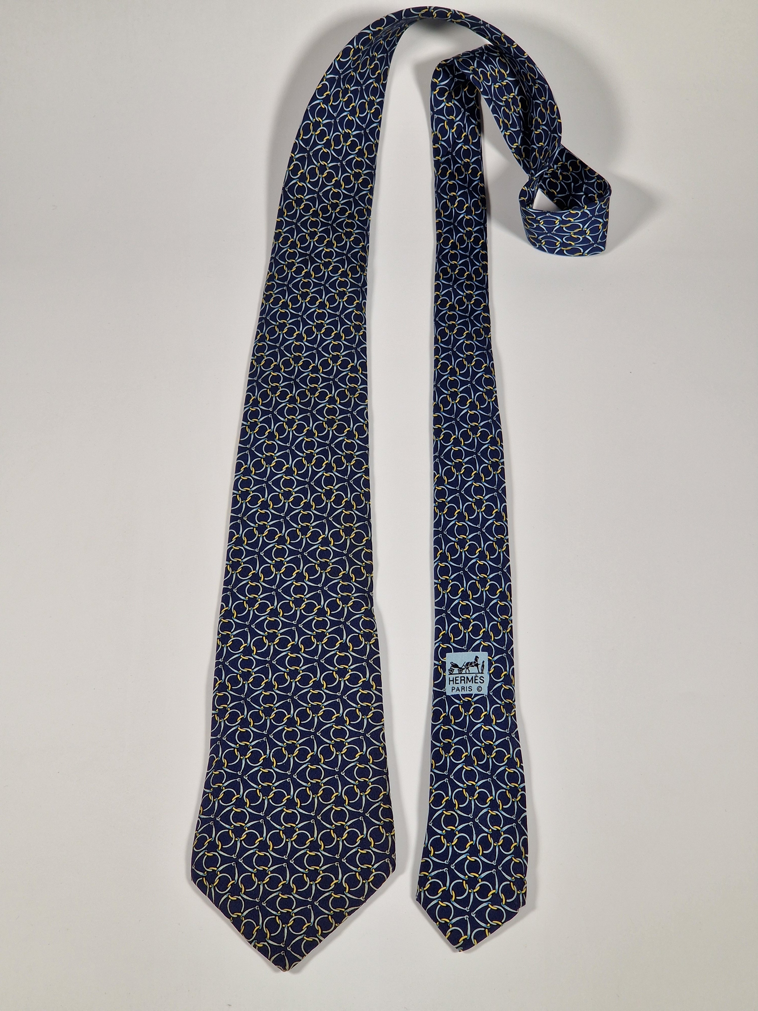 Hermès silk tie blue equestrian Hermès 7580 SA