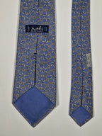 Hermès silk tie blue horse shoe pattern 7581 SA