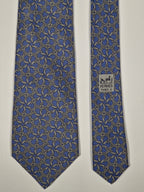 Hermès silk tie blue horse shoe pattern 7581 SA