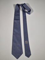 Hermès silk tie blue horse shoe pattern 7581 SA