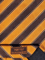Hermès silk tie brown and orange striped  Hermès 758775 T tie orange