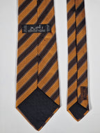 Hermès silk tie brown and orange striped  Hermès 758775 T tie orange