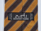 Hermès silk tie brown and orange striped  Hermès 758775 T tie orange
