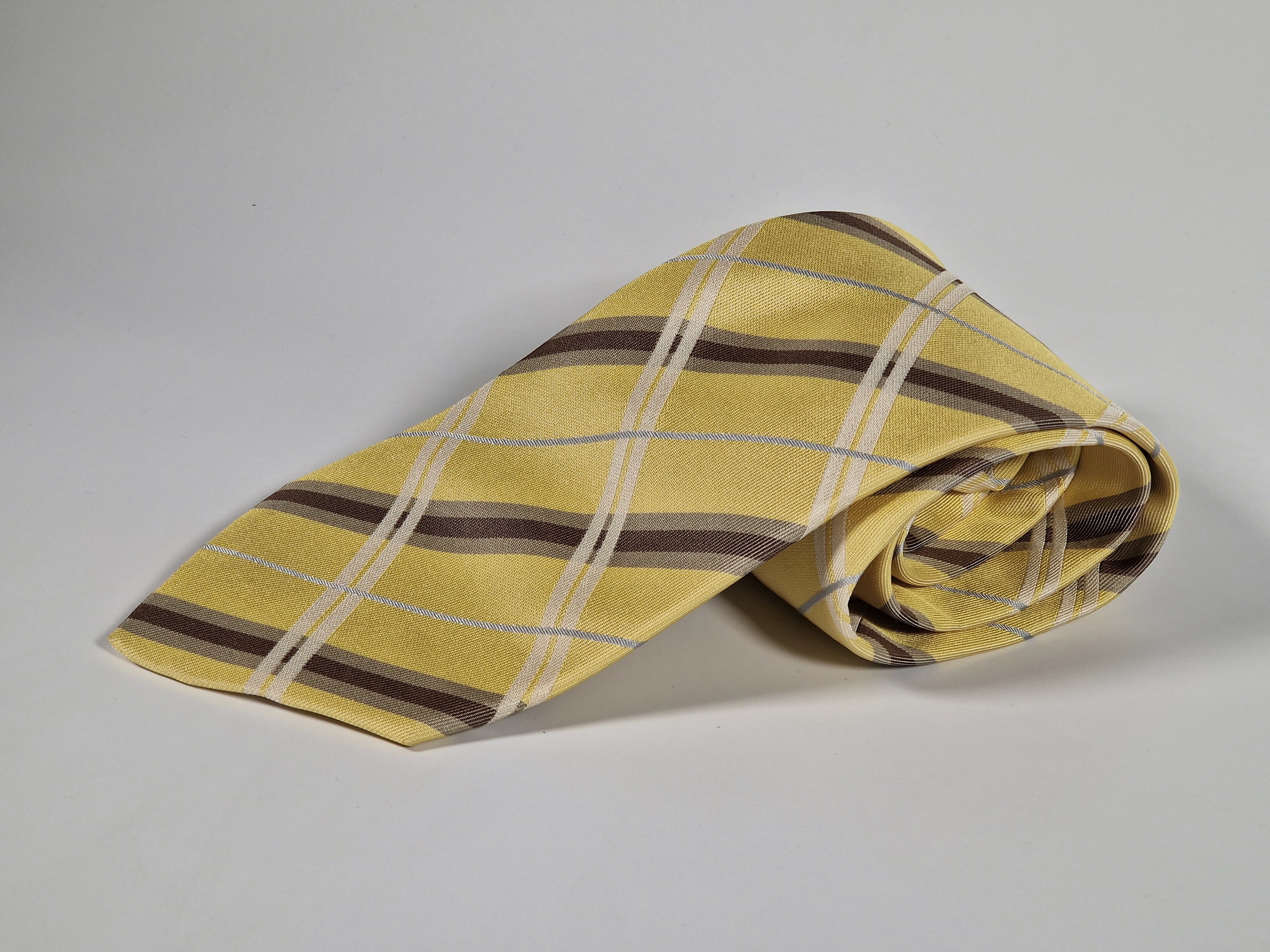 Hermès silk tie yellow chekerd 758781 T tie