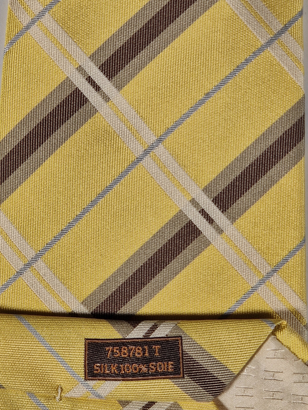 Hermès silk tie yellow chekerd 758781 T tie